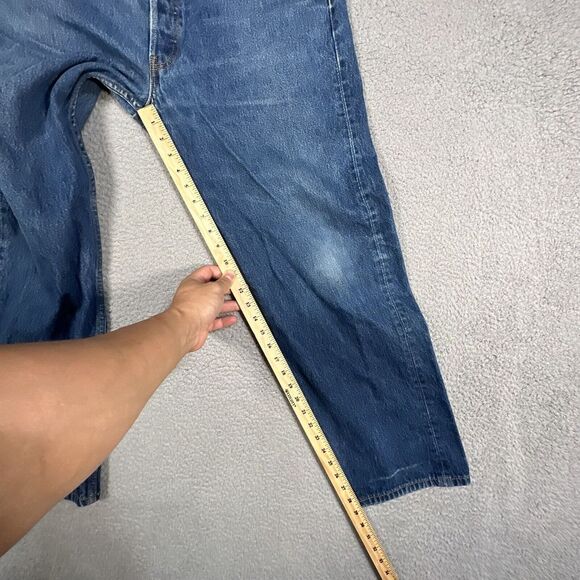 Levis 501 Jeans Mens 38x33 Blue Straight Fit Button Fly‎ Denim Logo (36x29) - Picture 7 of 15